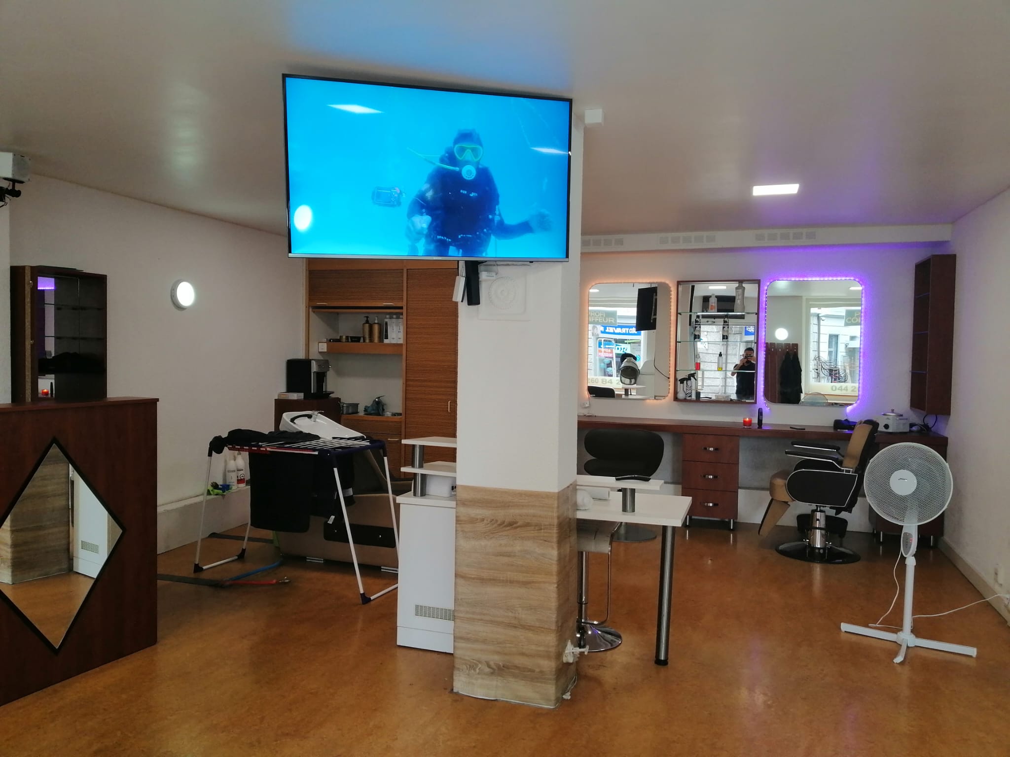 Wide view inside the salon